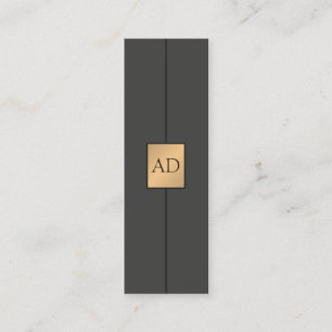 Modern Elegant Monogram Grey Faux Gold Consultant Mini Business Card