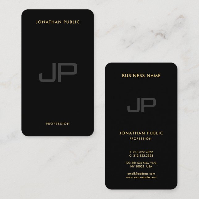 Modern Elegant Monogram Initial Rounded Corner Business Card (Front/Back)
