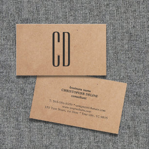 Modern Elegant Monogram Kraft Paper Consultant Business Card