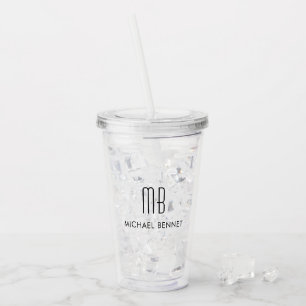 Modern Elegant Monogram Name  Acrylic Tumbler