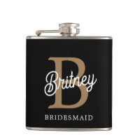 Modern Elegant Monogram Name Black Gold Script