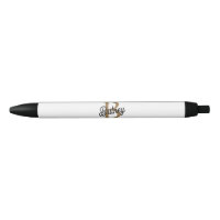 Modern Elegant Monogram Name Black Gold Script