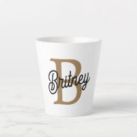 Modern Elegant Monogram Name  Black Gold Script 