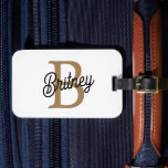 Modern Elegant Monogram Name  Black Gold Script  Luggage Tag<br><div class="desc">The Modern Elegant Monogram Name Black Gold Script Mouse Pad is a stylish and functional addition to any desk setup. It features a sleek black background with an elegant gold script design, which can be personalised with a monogram and name. This mouse pad not only provides a smooth surface for...</div>