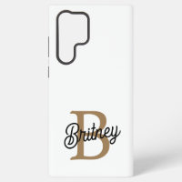 Modern Elegant Monogram Name  Black Gold Script 