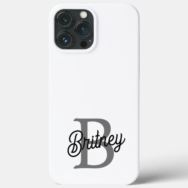 Modern Elegant Monogram Name  Black Grey Script  Case-Mate iPhone Case (Back)