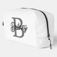 Modern Elegant Monogram Name Black Grey Script