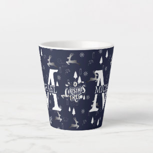 Modern Elegant Monogram Name Christmas holiday Latte Mug