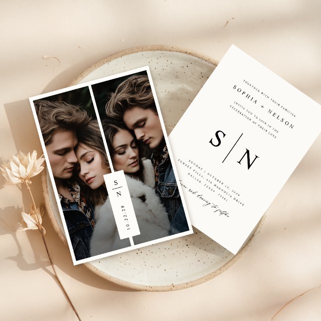 Modern Elegant Monogram Photo Wedding Invitation (Creator Uploaded)