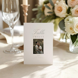 Modern Elegant Monogram Photo Wedding Table Card