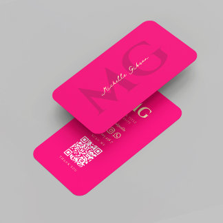 Modern Elegant Monogram Pink Business Card