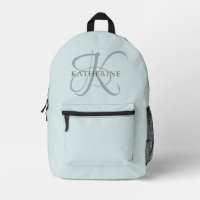 Modern Elegant Monogram Script Aqua Blue