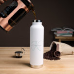 Modern Elegant Monogram Script Aqua Blue Water Bottle<br><div class="desc">The elegant design features your initial in a gorgeous calligraphy script with flourishes that wrap around your family name.  Makes a great gift for grandma,  a birthday,  for Mother's Day,  or any other family holiday.</div>