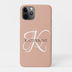 Modern Elegant Monogram Script Blush Pink Case-Mate iPhone Case