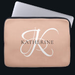 Modern Elegant Monogram Script Blush Pink Laptop Sleeve<br><div class="desc">The elegant design features your initial in a gorgeous calligraphy script with flourishes that wrap around your family name.  Makes a great gift for grandma,  a birthday,  for Mother's Day,  or any other family holiday.</div>