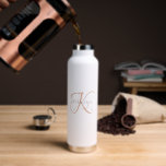 Modern Elegant Monogram Script Blush Pink Water Bottle<br><div class="desc">The elegant design features your initial in a gorgeous calligraphy script with flourishes that wrap around your family name.  Makes a great gift for grandma,  a birthday,  for Mother's Day,  or any other family holiday.</div>