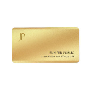 Modern Elegant Monogram Shiny Gold Template Label