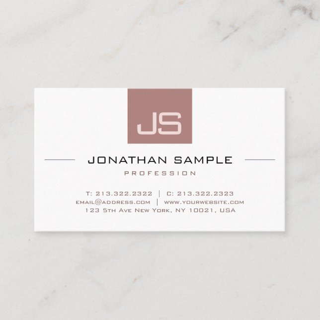 Modern Elegant Monogram Simple Template Minimalist Business Card (Front)