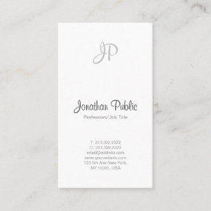 Modern Elegant Monogram Sleek Professional White Business Card