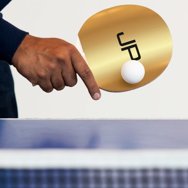 Modern Elegant Monogram Template Glamour Gold Ping Pong Paddle (Insitu)
