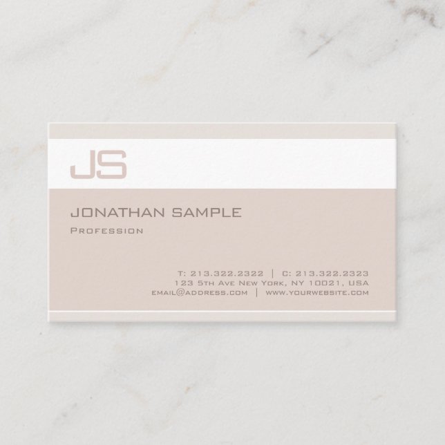 Modern Elegant Monogram Template Professional Business Card (Front)