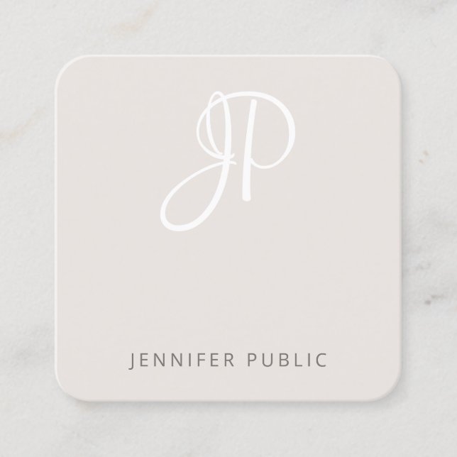 Modern Elegant Monogram Template Professional Square Business Card (Front)
