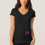 Modern Elegant Monogram Template Womens V Neck T-Shirt<br><div class="desc">Modern Elegant Monogram Template Women's V-Neck Black T-Shirt.</div>