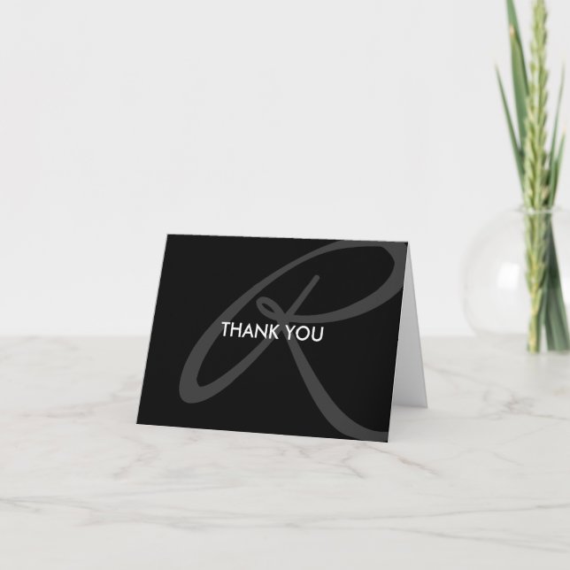 Modern Elegant Monogram Thank You Inside Message Card (Front)