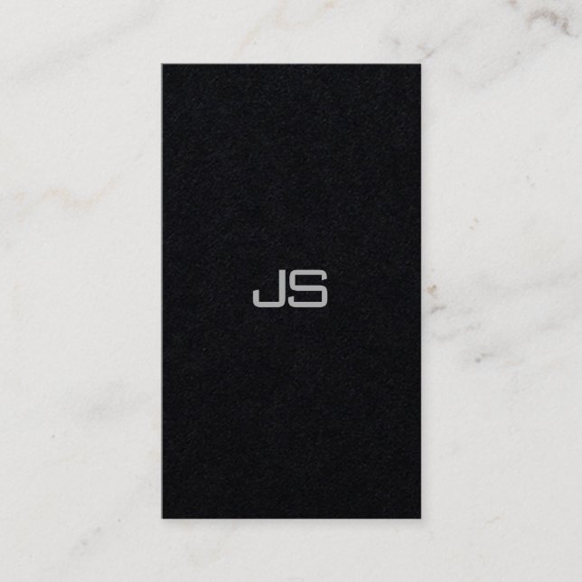 Modern Elegant Monogram Vertical Premium Black Business Card (Front)