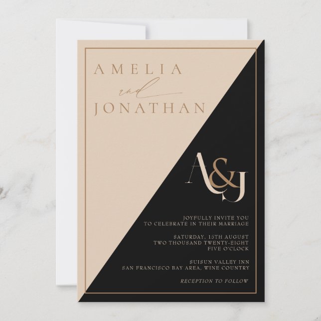 Modern Elegant Monogram Wedding Invitation (Front)