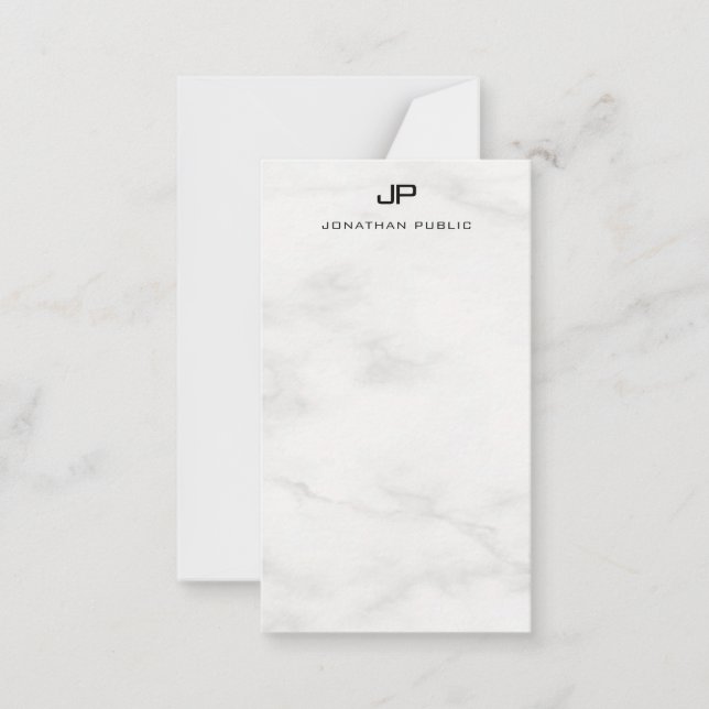 Modern Elegant Monogram White Marble Template (Front)