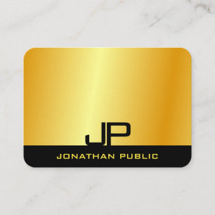 Modern Elegant Monogrammed Faux Gold Template Business Card