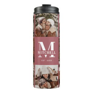 Modern Elegant Monogrammed & Photo Collage Thermal Tumbler