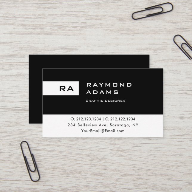 Modern Elegant Monogrammed Professional Simple Business Card (Front/Back In Situ)