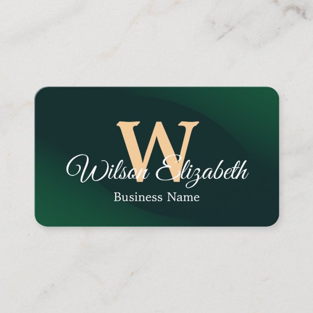 Modern elegant monogrammed QR code business cards (Front)