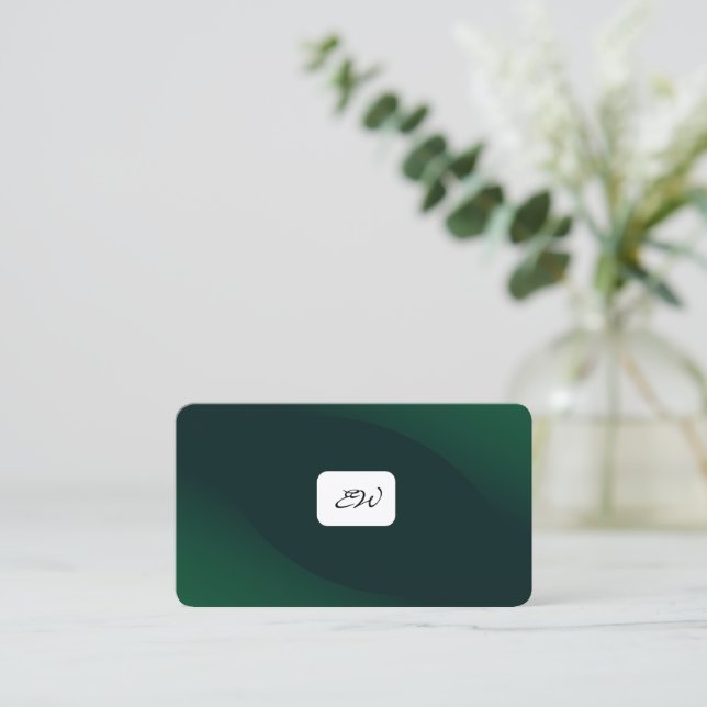 Modern elegant monogrammed QR code business cards (Standing Front)