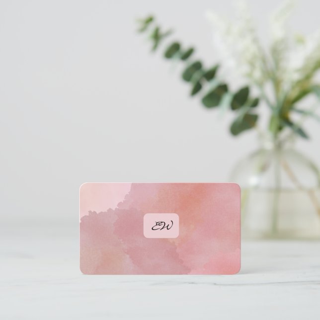 Modern elegant monogrammed QR code business cards (Standing Front)