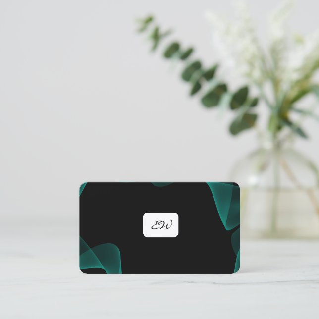 Modern elegant monogrammed QR code business cards (Standing Front)