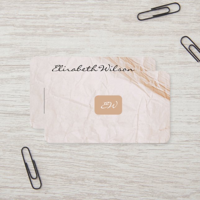 Modern elegant monogrammed QR code business cards (Front/Back In Situ)