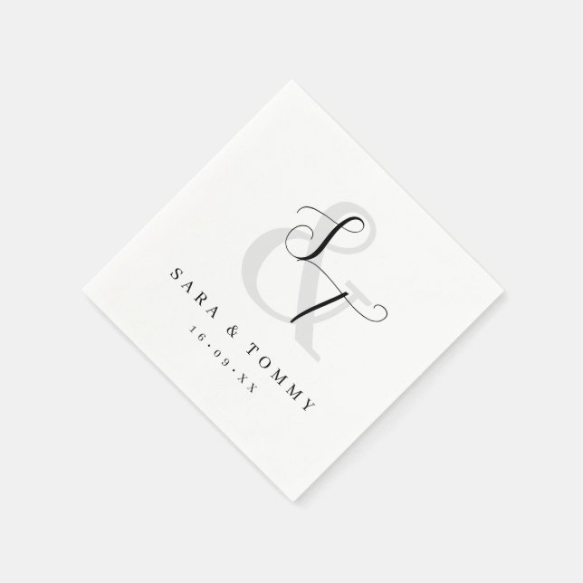 Modern Elegant Monogrammed Simple Wedding Napkin (Corner)