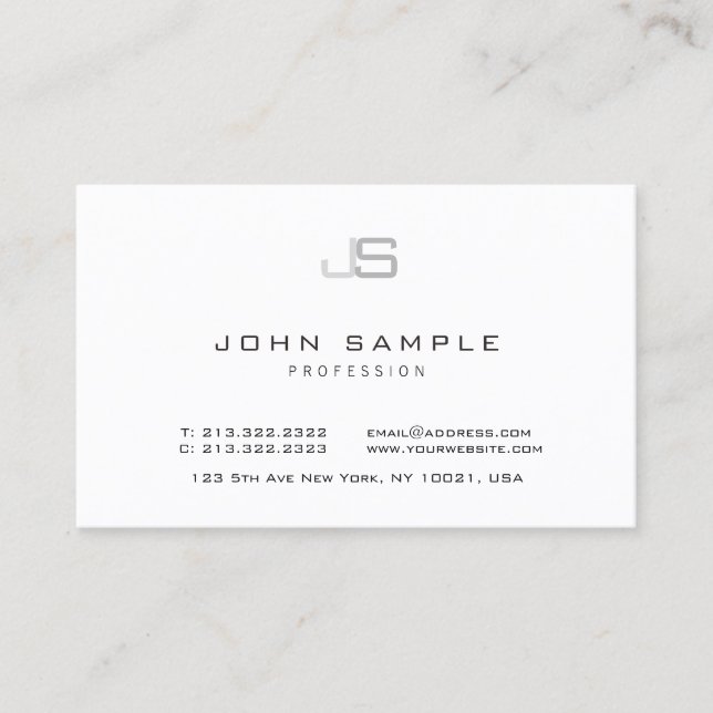 Modern Elegant Monogrammed Template Minimalist Business Card (Front)