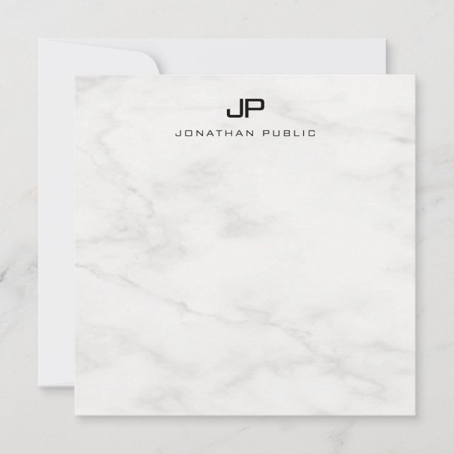 Modern Elegant Monogrammed White Marble Template (Front)
