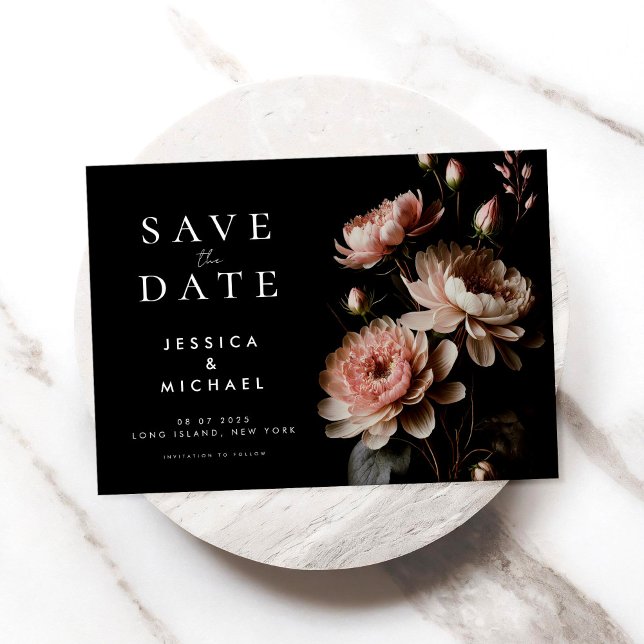 Modern Elegant Moody Floral Minimalist Wedding Save The Date (Creator Uploaded)