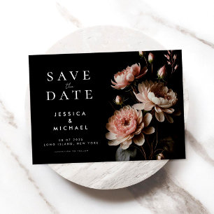 Modern Elegant Moody Floral Minimalist Wedding Save The Date