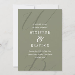 Modern Elegant Moss Monogram Wedding  Invitation