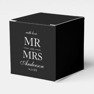 Modern Elegant Mr. and Mrs. Wedding Black Favour Box