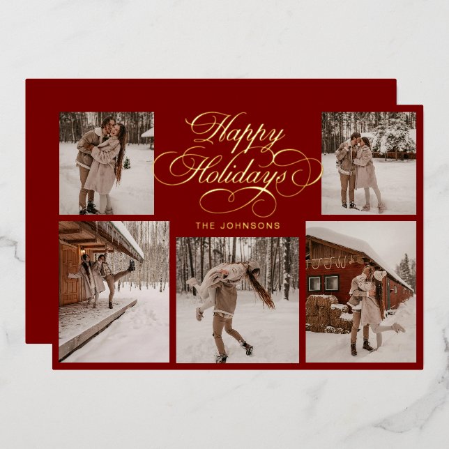 Modern Elegant Multi Photo Collage Christmas (Front/Back)
