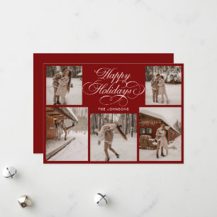 Modern Elegant Multi Photo Collage Christmas Holiday Card