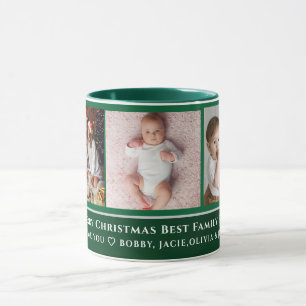 Modern elegant multi photo family merry christmas mug