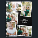 Modern elegant multi photo family stylish black notebook<br><div class="desc">Modern elegant multi photo family stylish elegant design. Ideal thoughtful birthday,  Mothers day,  Fathers day,  or Christmas day gift. Black colour can be personalised.</div>